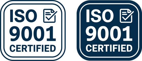 Fototapeta premium ISO 9001 Certified Badge Icons for Quality Management and Compliance Documentation