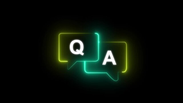 q and a question and answer animated session icon neon 4k screen Animated. Question and Answer the letters Q and A.4K