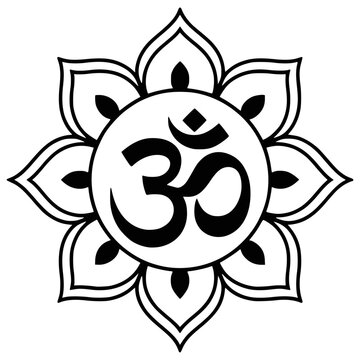 Om or Aum Indian sacred sound icon isolated on transparent background. Symbol of Buddhism and Hinduism religions. The symbol of the divine triad of Brahma, Vishnu and Shiva. Vector