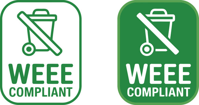 WEEE Compliant Symbol Vector Icons for Electronic Waste Recycling and Environmental Compliance