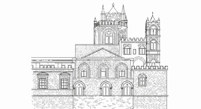 Ornate Gothic-style building with multiple towers and arched windows