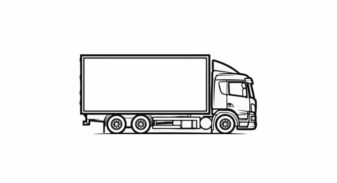Outline of a large delivery truck with a rectangular cargo container