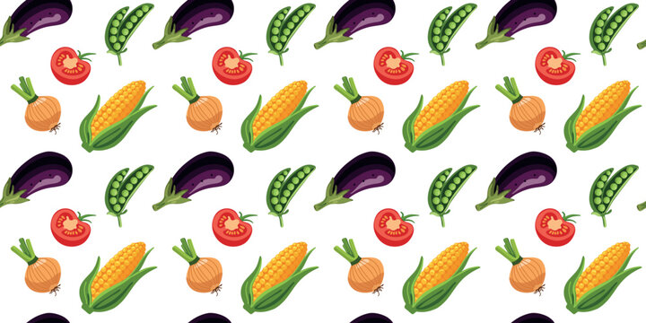 organic mixed vegetables seamless pattern