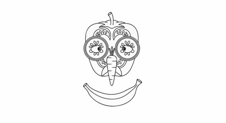 Obraz premium Playful food face constructed from vegetables and a banana