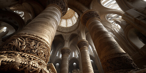 Obraz premium Seasoned construction expert thoroughly reviews complex historic column formations