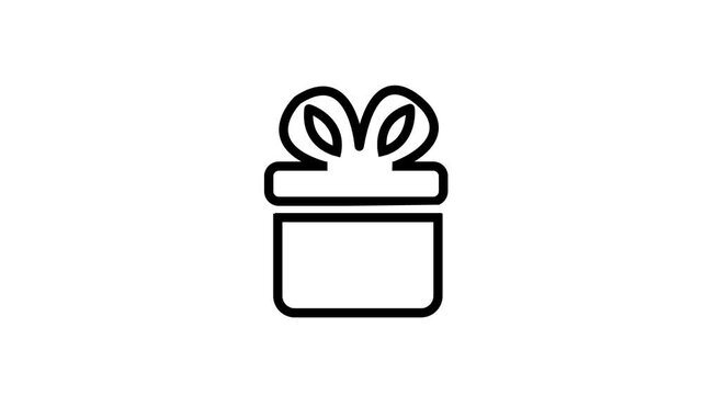 Christmas Gift animated outline icon with alpha channel. Gift box 4k motion design animation for web, mobile and ui design