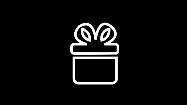 Christmas Gift animated outline icon with alpha channel. Gift box 4k motion design animation for web, mobile and ui design