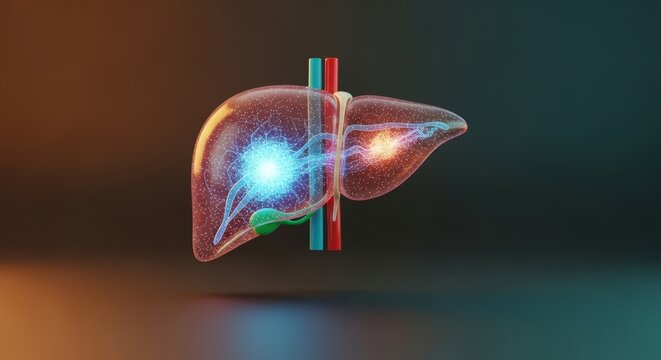 Liver 3D render, hepatic metabolism visualization, detox flow overload concept, vascular congestion study, organ function imbalance model, hepatology biological system analysis