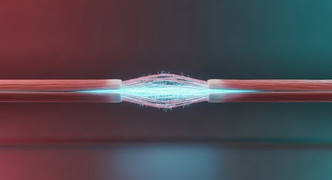 Muscle fiber strain visualization 3D render, skeletal muscle tension overload concept, micro tear stress illustration, biomechanical contraction analysis, sarcomere structure model, minimal anatomical