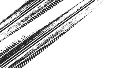 Obraz premium Auto tire tread grunge element. Car and motorcycle tire pattern, wheel tyre tread track. Black tyre print.