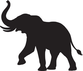 Fototapeta premium Black silhouette of an elephant with trunk raised