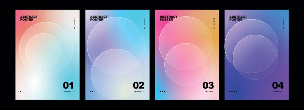 Soft Gradient Abstract Circle Poster Set with Pastel Tones for Creative Branding, Digital Design and Aesthetic Layout Applications