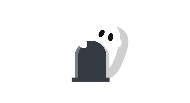 Ghost beside a tombstone.