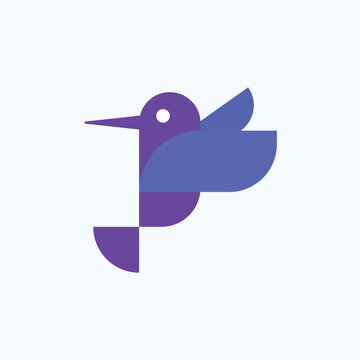 Minimalist Geometric Colibri Bird Illustration in Flight