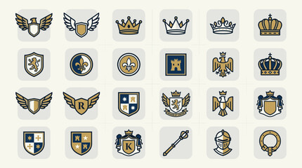 Obraz premium Collection of Heraldic Emblems and Royal Symbols.