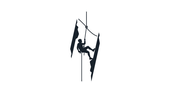 Man climbing pole with flags.