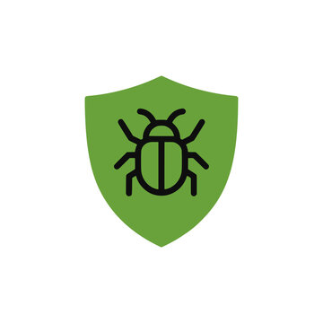 pest control shield insect protection company logo flat color vector illustration template design