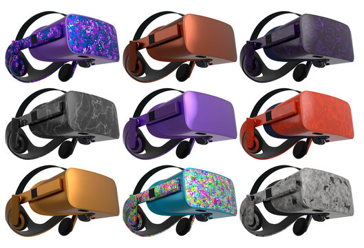 Virtual reality glasses and headset isolated on white background with clipping path