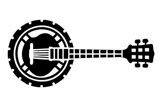 resonator banjo silhouette illustration for music instrument bluegrass performance and sound design