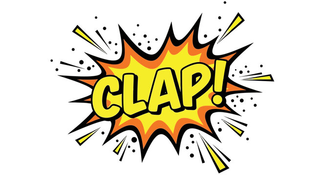 Comic book style explosion with the word CLAP in bold letters.