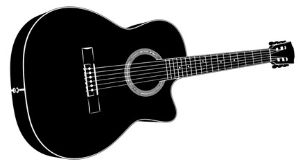 Fototapeta premium Black Acoustic Guitar Instrument Closeup.
