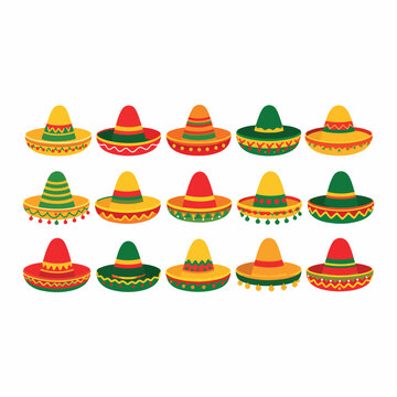 Cinco de mayo flat color lineart Illustration vector Cinco de mayo elements vector  Illustration 