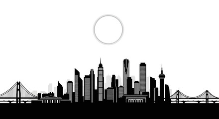 Naklejka premium New York City Skyline Silhouette Illustration.