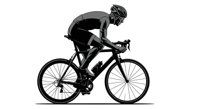 Man Riding a Racing Bicycle Outdoors.
