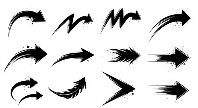 Collection of black brush arrows.