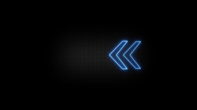 Glowing neon chevron arrows moving left on black background abstract.. Abstract beautiful color neon left side animation. neon arrow moving left on black background.