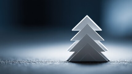 Fototapeta premium A minimalistic Christmas tree made from paper in a studio shot. The clean lines and shadows create an elegant, simple, and artistic scene