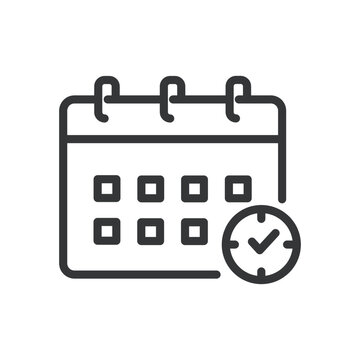 Calendar line icon. Schedule, time, daily, deadline, event, notes, alarm. Editable stroke. Vector illustration