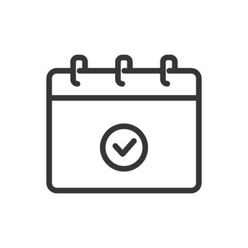 Calendar line icon. Schedule, time, daily, deadline, event, notes, alarm. Editable stroke. Vector illustration