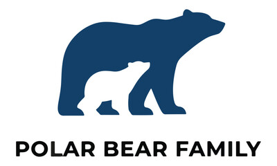 Polar Bear Family Logo with Mother and Cub Silhouette Vector © Basecamp