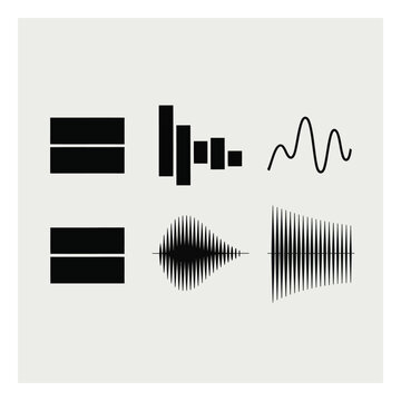 Abstract Sound Waveforms and Bar Graphs on a Light Background