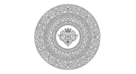 Naklejka premium Intricate circular design with floral patterns.