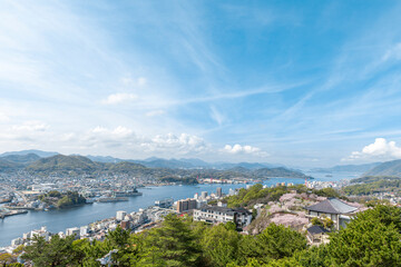 Naklejka premium 広島県尾道市の千光寺公園から見渡す春の尾道風景