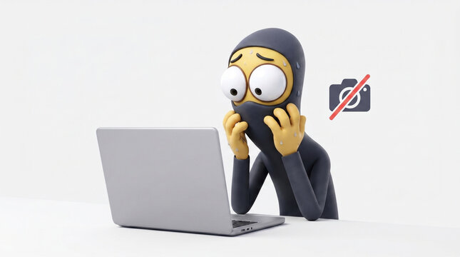 Introverted Character Anxious During Video Call with Camera Off