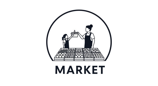 Market logo with people.