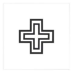 Fototapeta premium Minimalist geometric black outline cross icon vector illustration