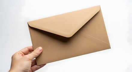 Fototapeta premium Hand holding a brown paper envelope close up view