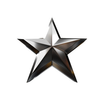 3d icon chrome metallic star