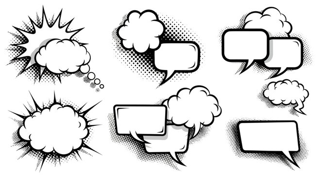Black and white comic speech bubbles.