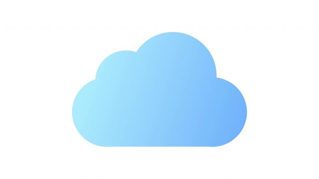Blue Cloud Icon with Exclamation Mark Warning Symbol Isolated on White Background