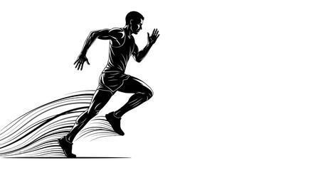 Obraz premium Man Running in Motion Sprinting Fast.