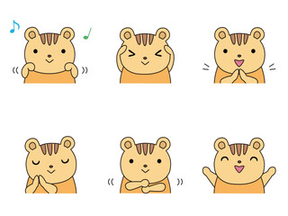 Obraz premium 手遊びをするリスのイラストセット