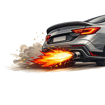 sports car, exhaust flame, flame burst, car exhaust, backfire flames, racing car, performance car, supercar, high performance, turbo engine, speed, acceleration, motorsport, racing action, drift car, 