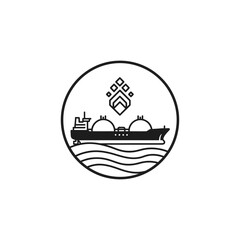 Fototapeta premium Black and white cargo ship icon.