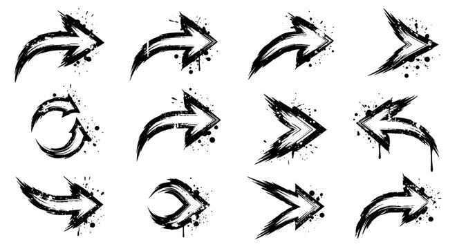 Black Arrows Pointing Directions Signs.