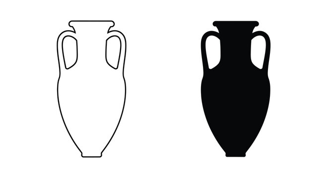Ancient amphorae depicted in contrasting tones a striking silhouette